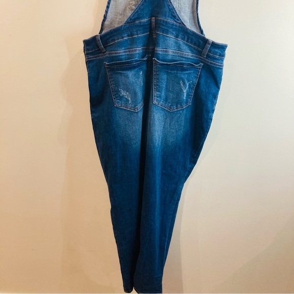 WAX Jean Sz 1XL Distressed Mid Wash Denim Overalls  New with Tag - Picture 10 of 12